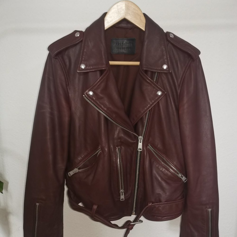 AllSaints Balfern Dark Red Leather Jacket Sz. EU40/L